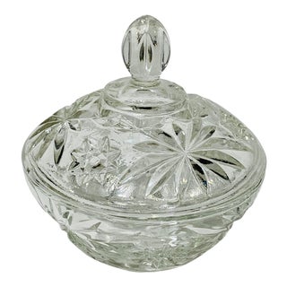 Vintage Anchor Hocking Early American Prescut Glass Star of David Candy Dish For Sale