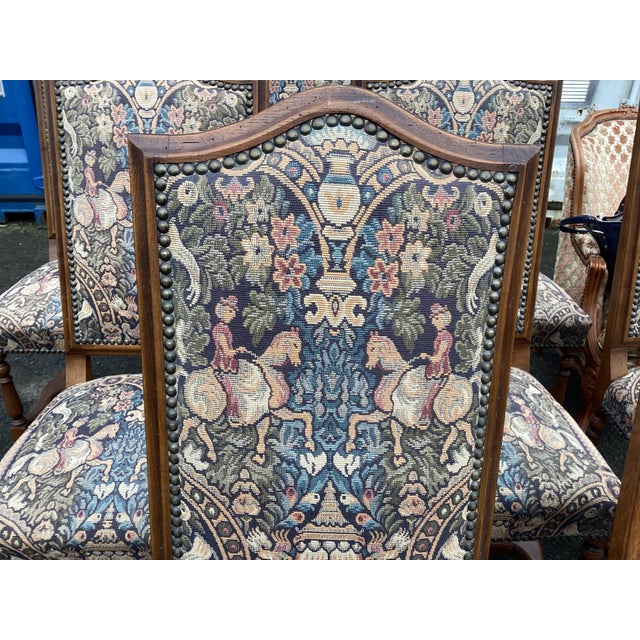 Set of 8 French Tapestry Dining Chairs For Sale - Image 4 of 12