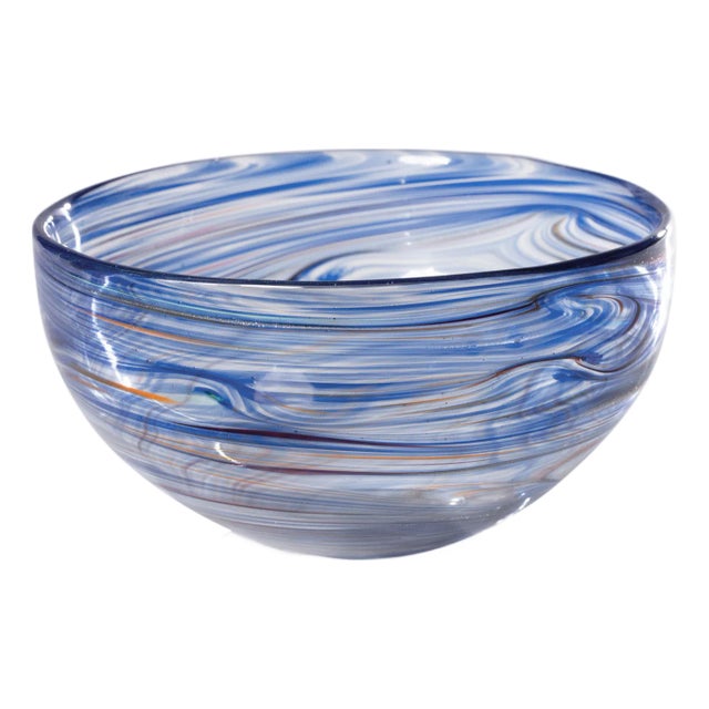 Delphine Glass Serving Bowl- Multi Blue, 8" x 4" For Sale