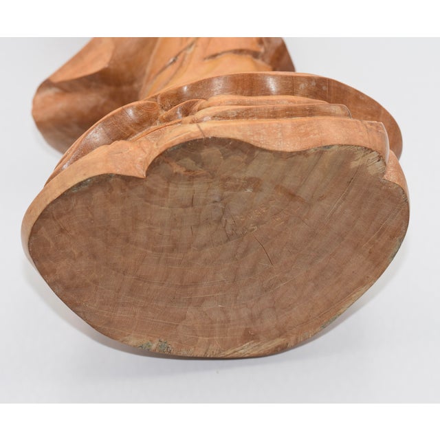 Vintage Guanyin the Bodhisattva of Compassion Hand Carved Wood Statue Figure For Sale - Image 9 of 10