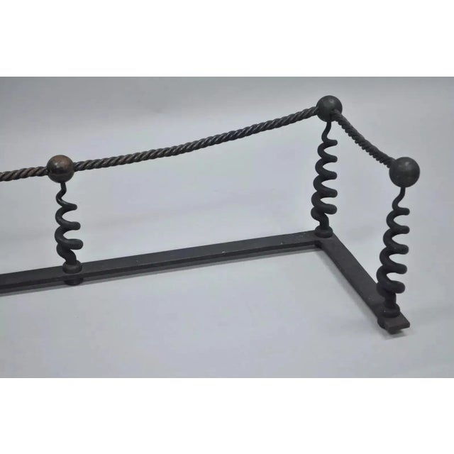 Antique Arts & Crafts Hand Wrought Iron Spiral Twist Fireplace Mantle Fender For Sale In Philadelphia - Image 6 of 8