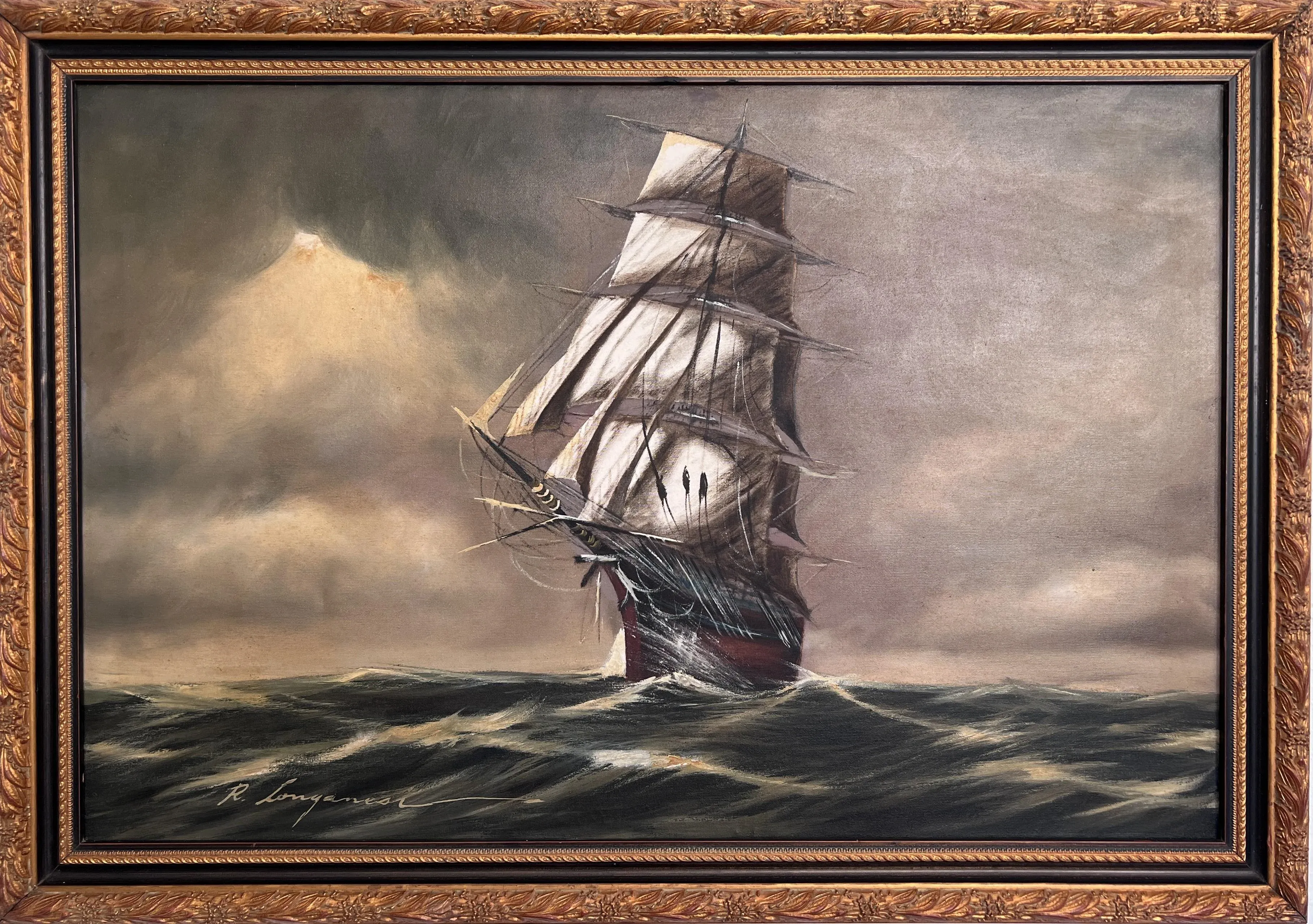 Late 20th Century Renato Longanesi - Original Vintage Oil Painting
