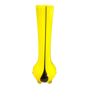 Vintage Yellow Glass Vase Mid Century Modern Colorful Minimalist Contemporary Art