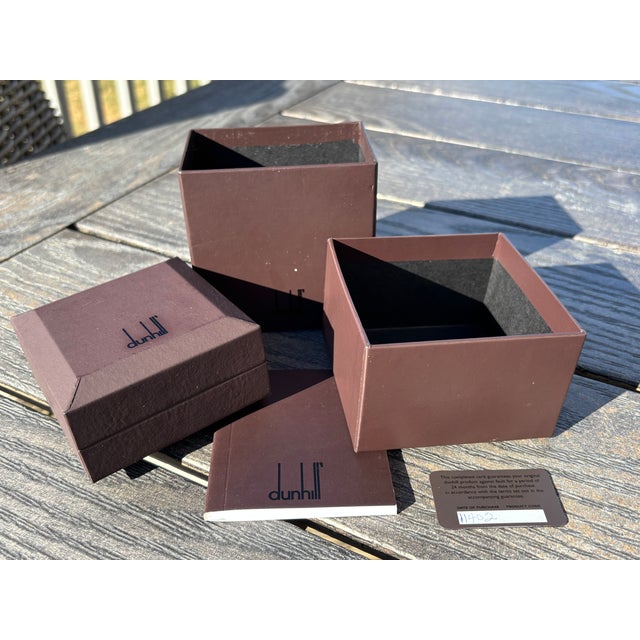 Pair of Dunhill Cufflinks - Sterling Silver, Original Boxes + Manual, Union Jack Flag For Sale - Image 10 of 11