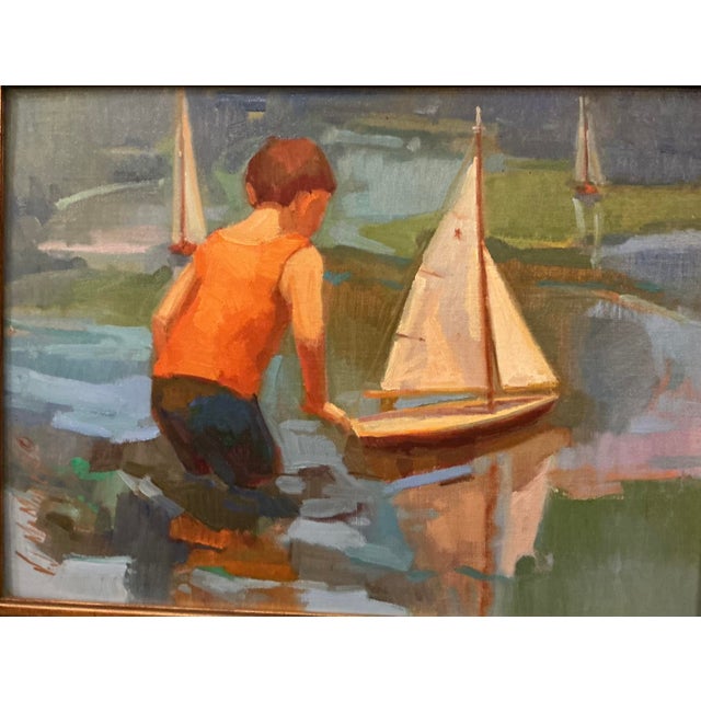 Vicki McMurry "Sail Away" and "Should We" Oil on Canvas Applied to Board - Set of 2 For Sale - Image 4 of 5