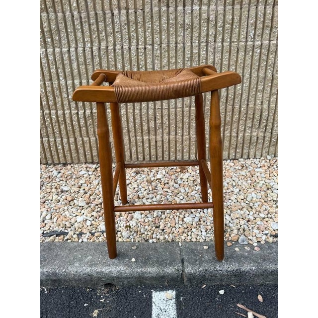 Mid Century Danish Cord Stool For Sale - Image 4 of 10