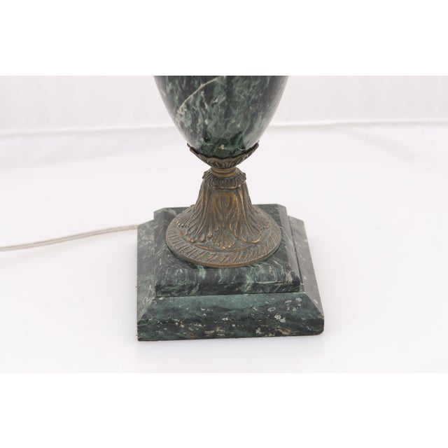 Green Early 20th Century Louis XVI Verde Antico Marble & Bronze Lamp France - a Pair For Sale - Image 8 of 9