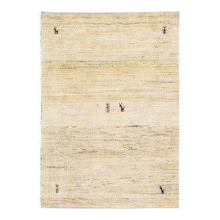 Pasargad DC Ivory Color Fine Hand Knotted Gabbeh Rug For Sale