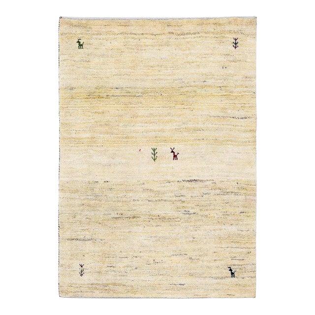Pasargad DC Ivory Color Fine Hand Knotted Gabbeh Rug For Sale