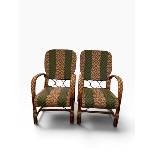 Rattan Armchairs in the style of Audoux Minet, France, 1950s, Set of 2 For Sale - Image 16 of 18