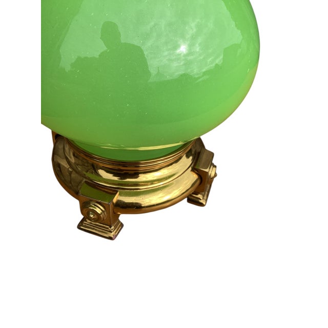 Pair of French Green Opaline Table Lamps For Sale In Raleigh - Image 6 of 9