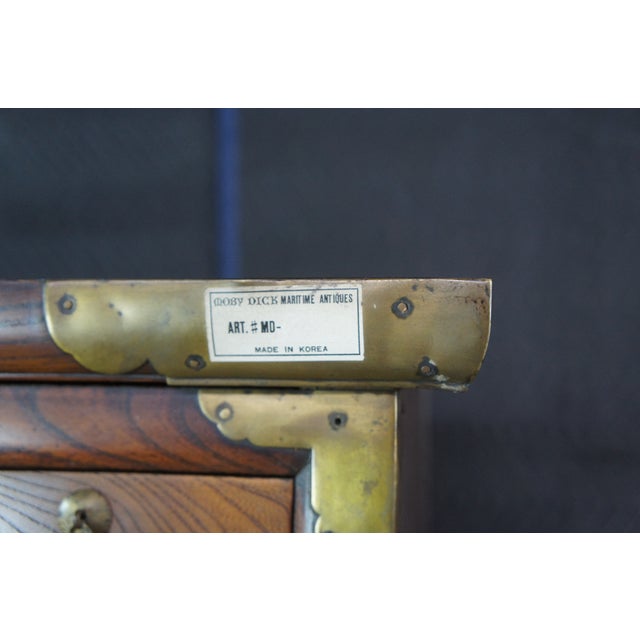 Antique Korean Elm Brass Bound Bandaji Nong Tansu Scholars Chest Wedding Cabinet For Sale - Image 9 of 12