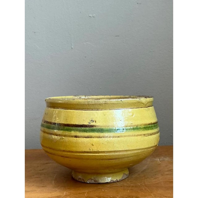 Vintage Striped Earthenware Decorative Bowl For Sale - Image 10 of 12