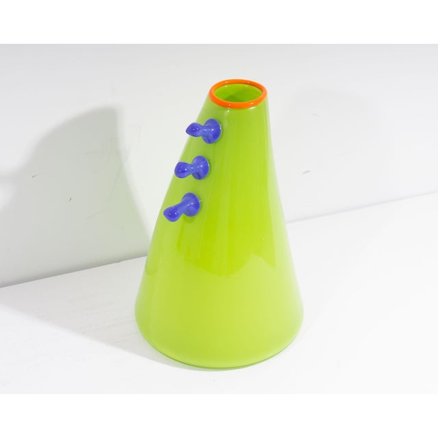 Contemporary Signed Art Glass Vase by Jen Violette For Sale - Image 3 of 7