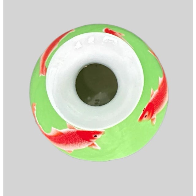 Chinoiserie Vintage Chinese Porcelain Koi Fish Vase For Sale - Image 3 of 6