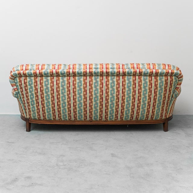 Vintage Three-Seater Sofa in Multi-Colored Striped Fabric, 1950s For Sale - Image 11 of 13