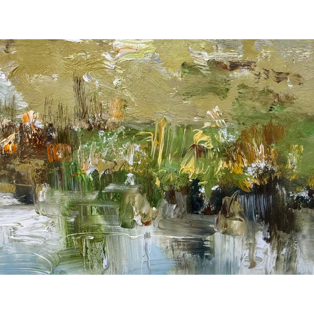 Moody Earth Tone Wetland & River Canvas - Original Acrylic Art For Sale - Image 9 of 11