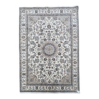 Vintage Persian Nain Wool Rug 5’1” X 8’11” For Sale
