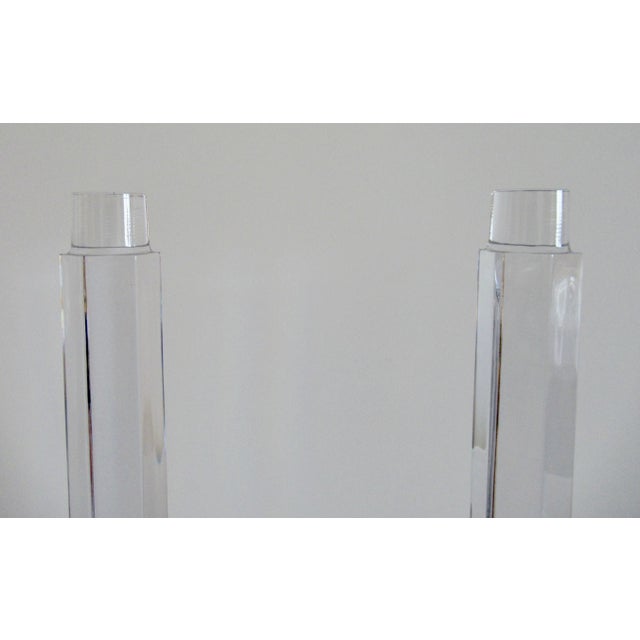 English William Yeoward "Alexis" 14" Crystal & Silver Topped Palm Tree Candle Holders - Pair For Sale - Image 9 of 15