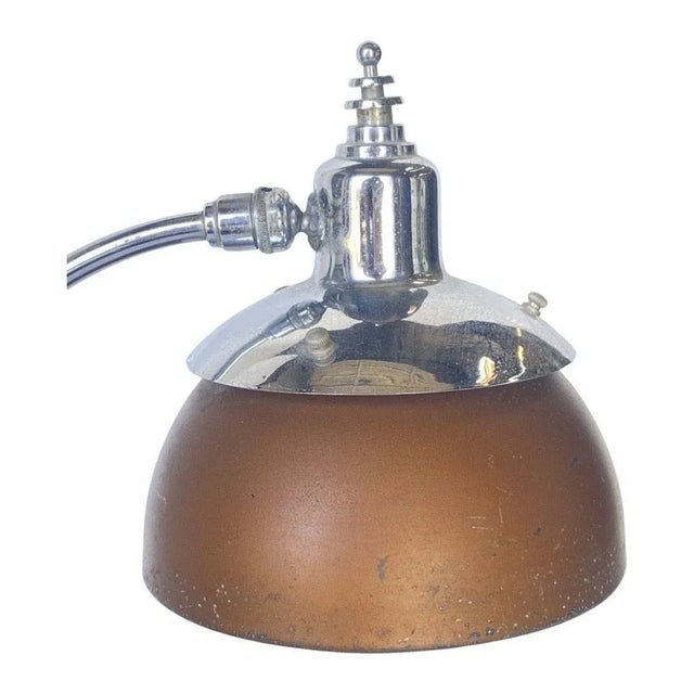 1930s Machine Age Chrome and Copper Desk Lamp For Sale - Image 4 of 7