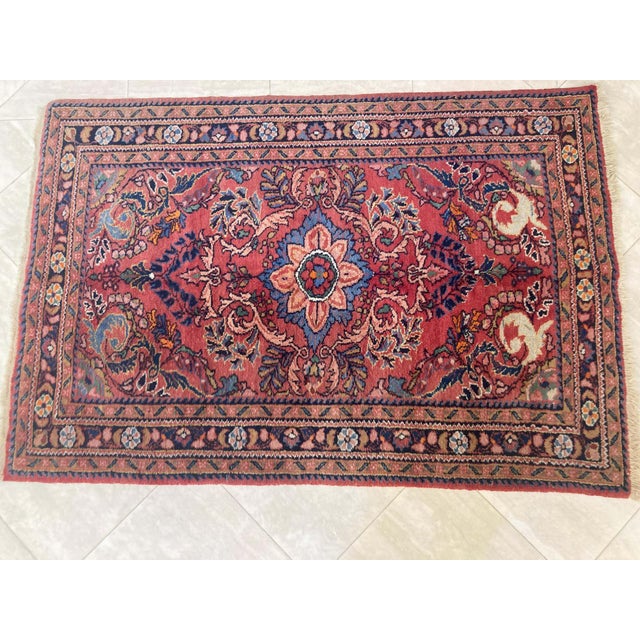 Early 20th Century Antique Hand-Knotted Turkish Rug, Wool, Floral Design, 1940, Turkey For Sale - Image 5 of 17