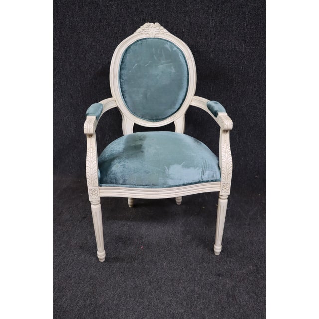 Textile Louis XVI Style Velvet Armchair For Sale - Image 7 of 8