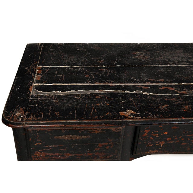 18th Century French Provincial Black Painted “Mazarin” Pedestal Desk For Sale - Image 6 of 12