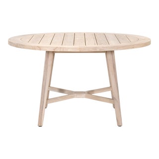 Carmel Outdoor 54" Round Dining Table, Gray Teak For Sale