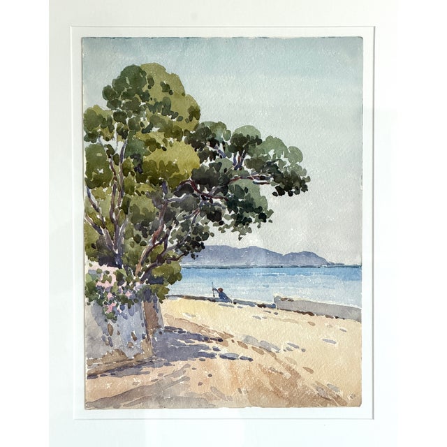 Traditional Original Coastal Watercolor Louis Jullien Rousset (1859-1921) For Sale - Image 3 of 7