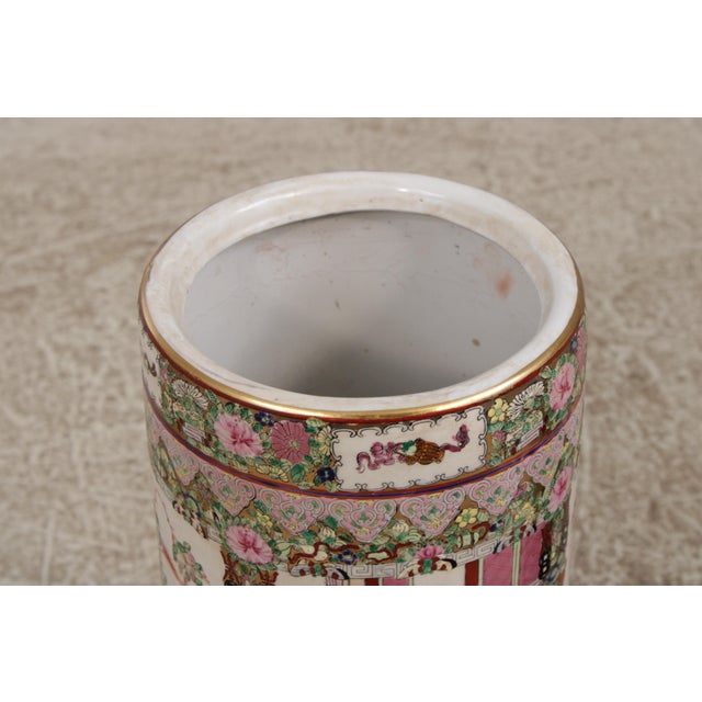 Antique Chinese Familia Rose Umbrella Stand For Sale - Image 4 of 16