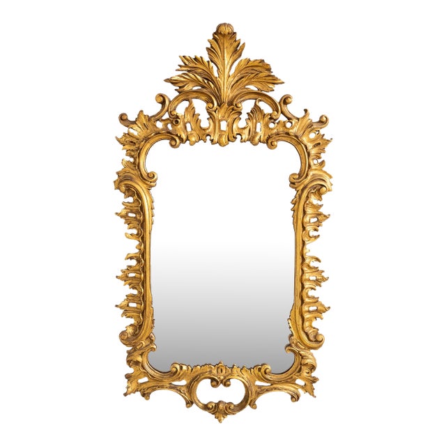 Italian Ornate Gold Gilt Wood Decorator Mirror For Sale