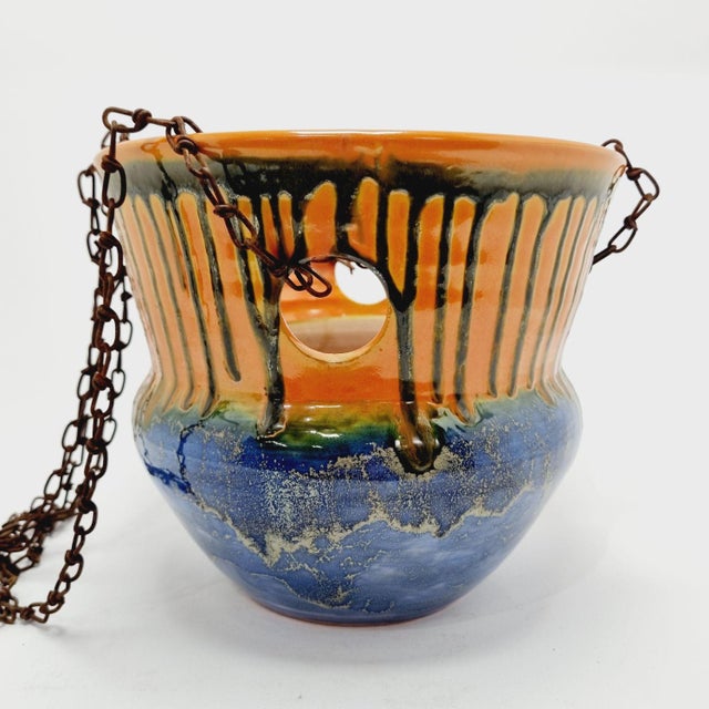 Ceramic Vintage Studio Ceramic Hanging Planter, 1990s For Sale - Image 7 of 9