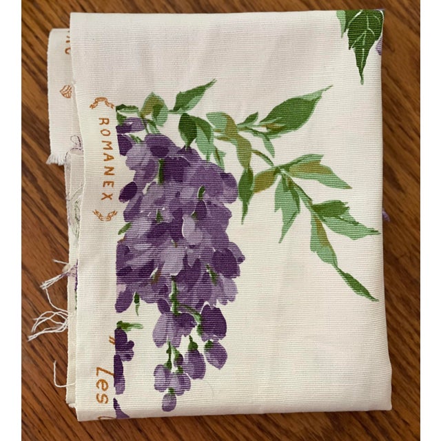 Textile Vintage French Floral Patterned Fabric Piece - "Les Glycines" - "The Wisteria" Print on Cotton by Romanex - 25"wide X 45"long For Sale - Image 7 of 10