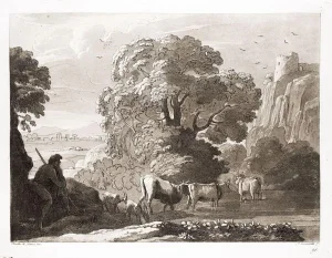 Liber Veritatis - Original B/W Etching after Claude Lorrain - 1815 1815