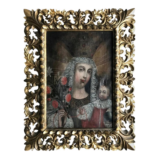 Framed Antique Spanish Colonial Painting Cuzco School For Sale