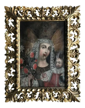 Framed Antique Spanish Colonial Painting Cuzco School