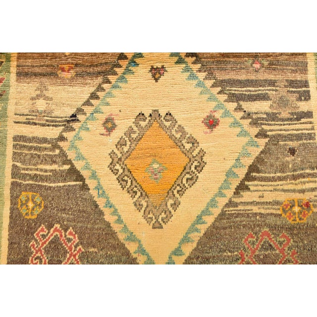 Gabbeh Rug 3'5'' X 5'4'' Brown Wool Vintage Tribal Hand-Knotted Oriental Carpet For Sale - Image 10 of 14