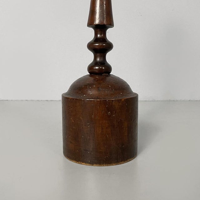 Brown Italian Round Doorstop in Turned Wood, 1930s For Sale - Image 8 of 12