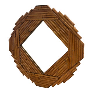Vintage Rattan Reed Bamboo Vivai Del Sud Italian Wall Mirror For Sale