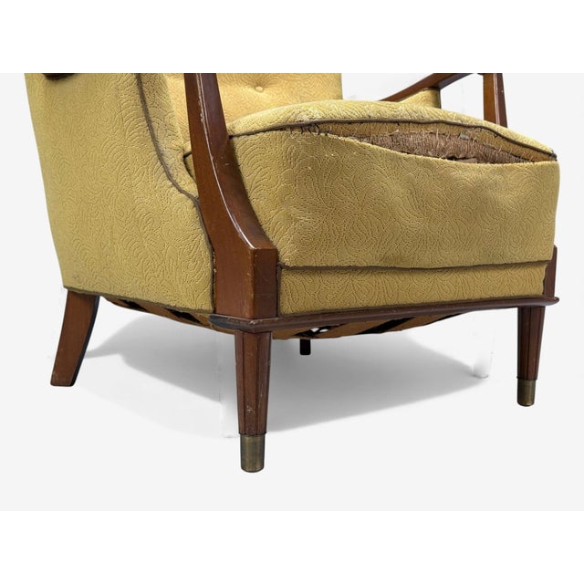 Danish Modern, Lounge Chair, Fabric, Stained Wood, Denmark, 1940s For Sale - Image 14 of 14