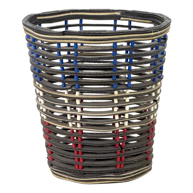 Vintage 1970s BMX Bicycle Tire Handmade Folk Art Trash Can For Sale