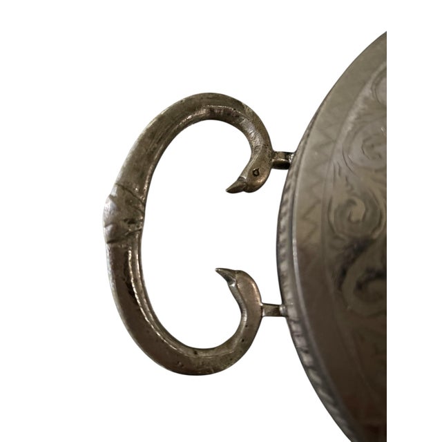 Antique Engraved, Silvered Brass Samovar Table Lamp, Middle Eastern For Sale - Image 9 of 9