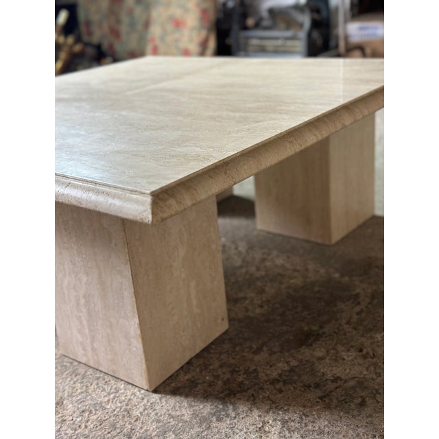 Beige Travertine Coffee Table, 1980s For Sale - Image 8 of 12