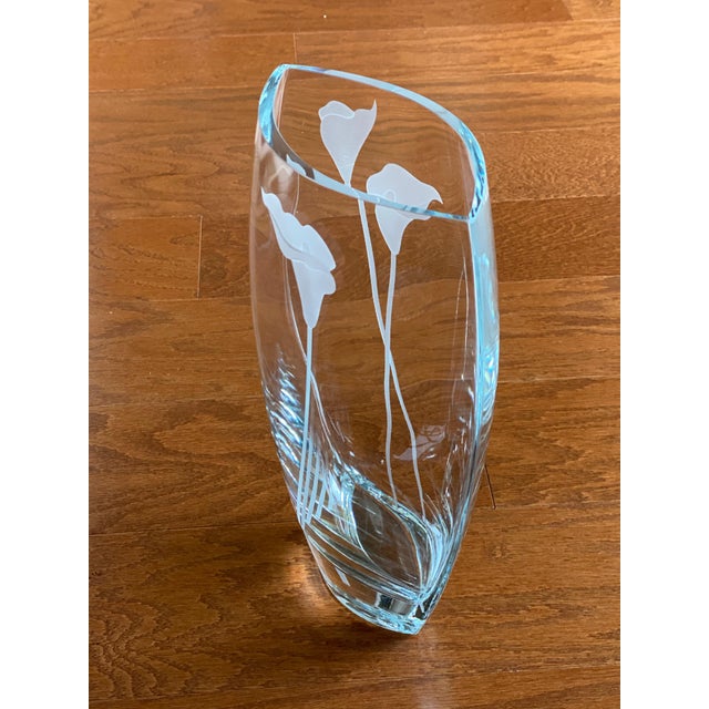 Mikasa Calla Lily Ellipse Etched Crystal Pocket Vase, Poland Chairish