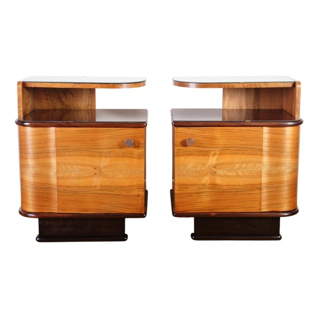Art Deco Bedside Tables by Jindrich Halabala for Up Zavody, 1940s, Set of 2 For Sale