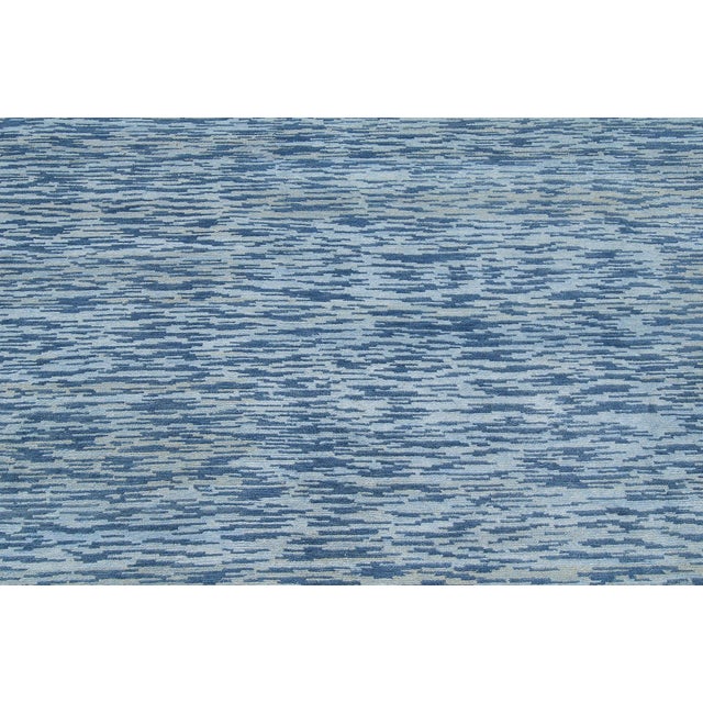 Modern Swedish design blue handmade wool pile rug by Doris Leslie Blau. Size: 10.5" × 13.9" (317 × 419 cm). This special...