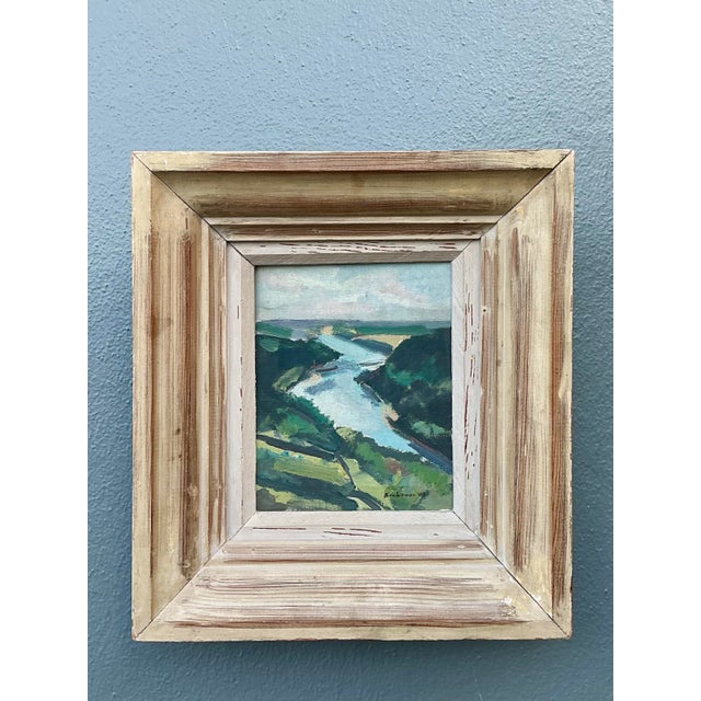 Vintage 1949 Original Landscape Oil on Board For Sale - Image 9 of 12