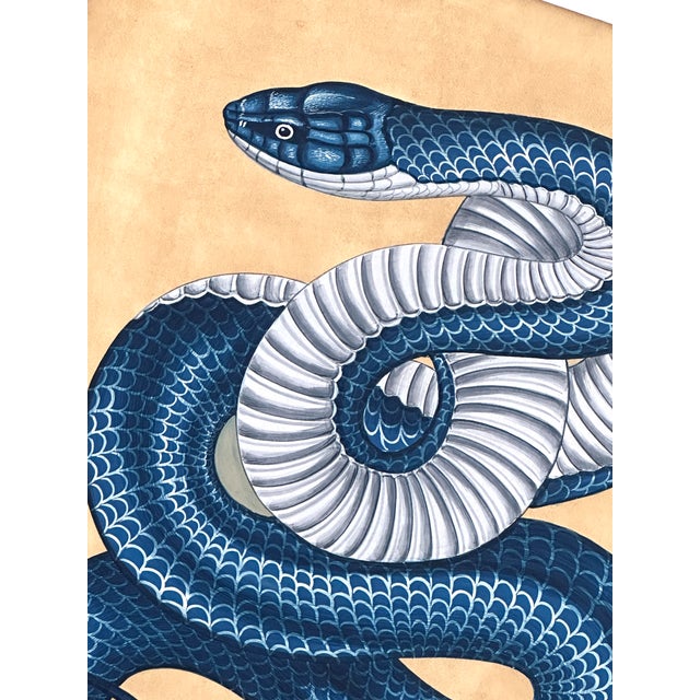 Original Hand-Painted Snake Painting in a Pine Wood Frame For Sale - Image 4 of 4