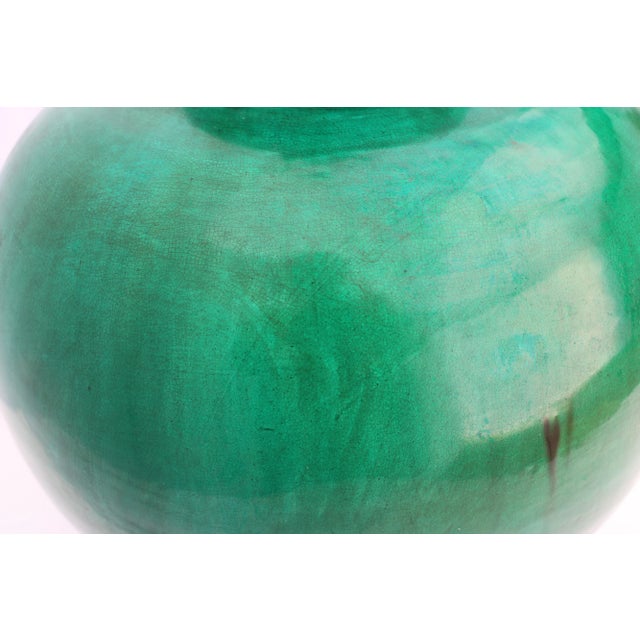 Green Green Monochrome Crackle Glazed Ginger Jar Mounted as a Table Lamp For Sale - Image 8 of 11