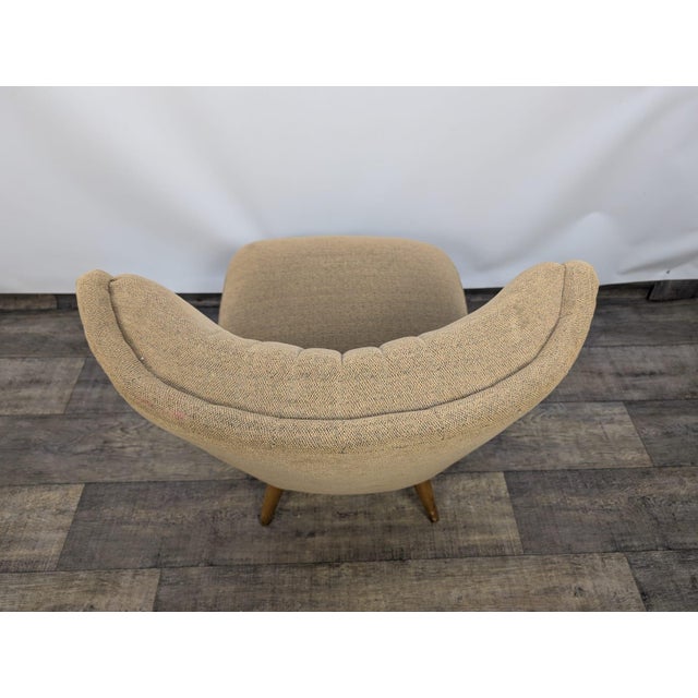 Wood Vintage Club Armchair in Beige Fabric, 1960s For Sale - Image 7 of 15